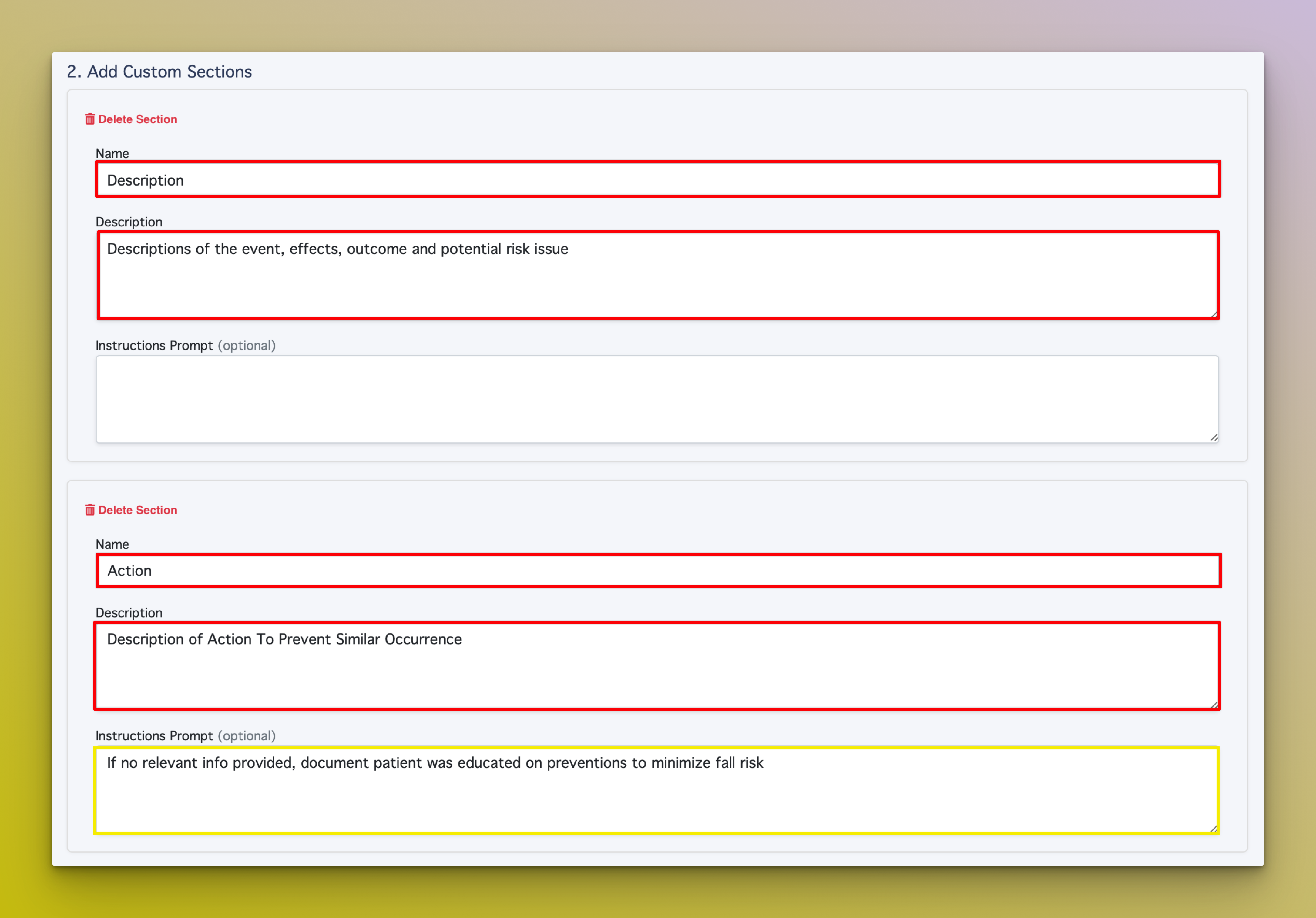 Create Custom Note Step 3