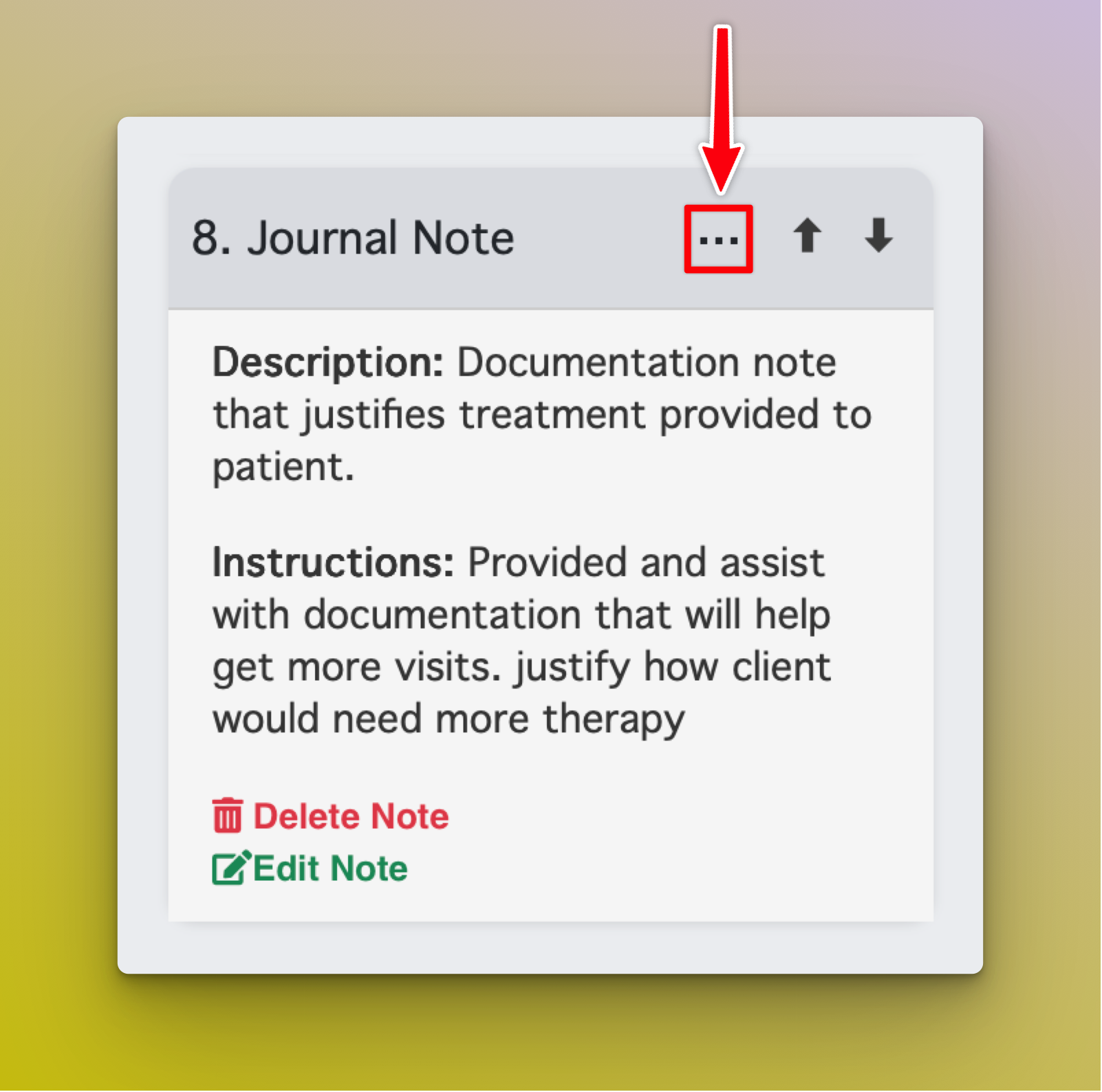 Note Details Menu